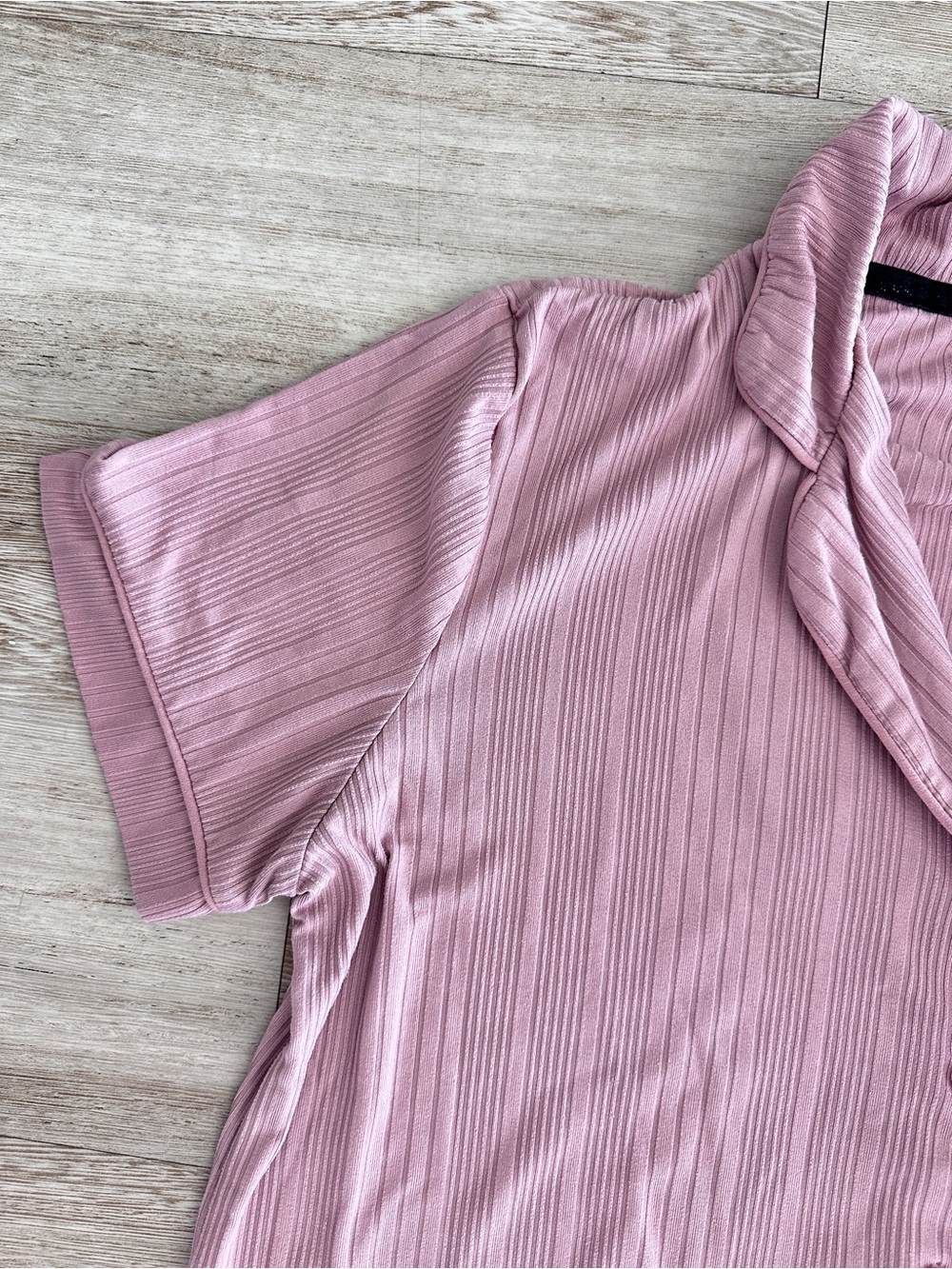 Nicole Miller New York Ribbed Pajama Set Pink Button Up Wide Leg Pants M - Picture 4 of 15